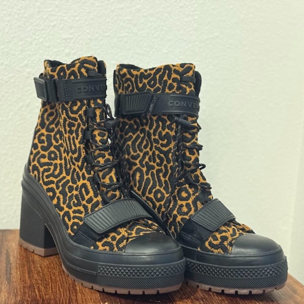 Converse Chuck Taylor All Star Hi GR82 Leopard Print Platform Boots Womens 8.5